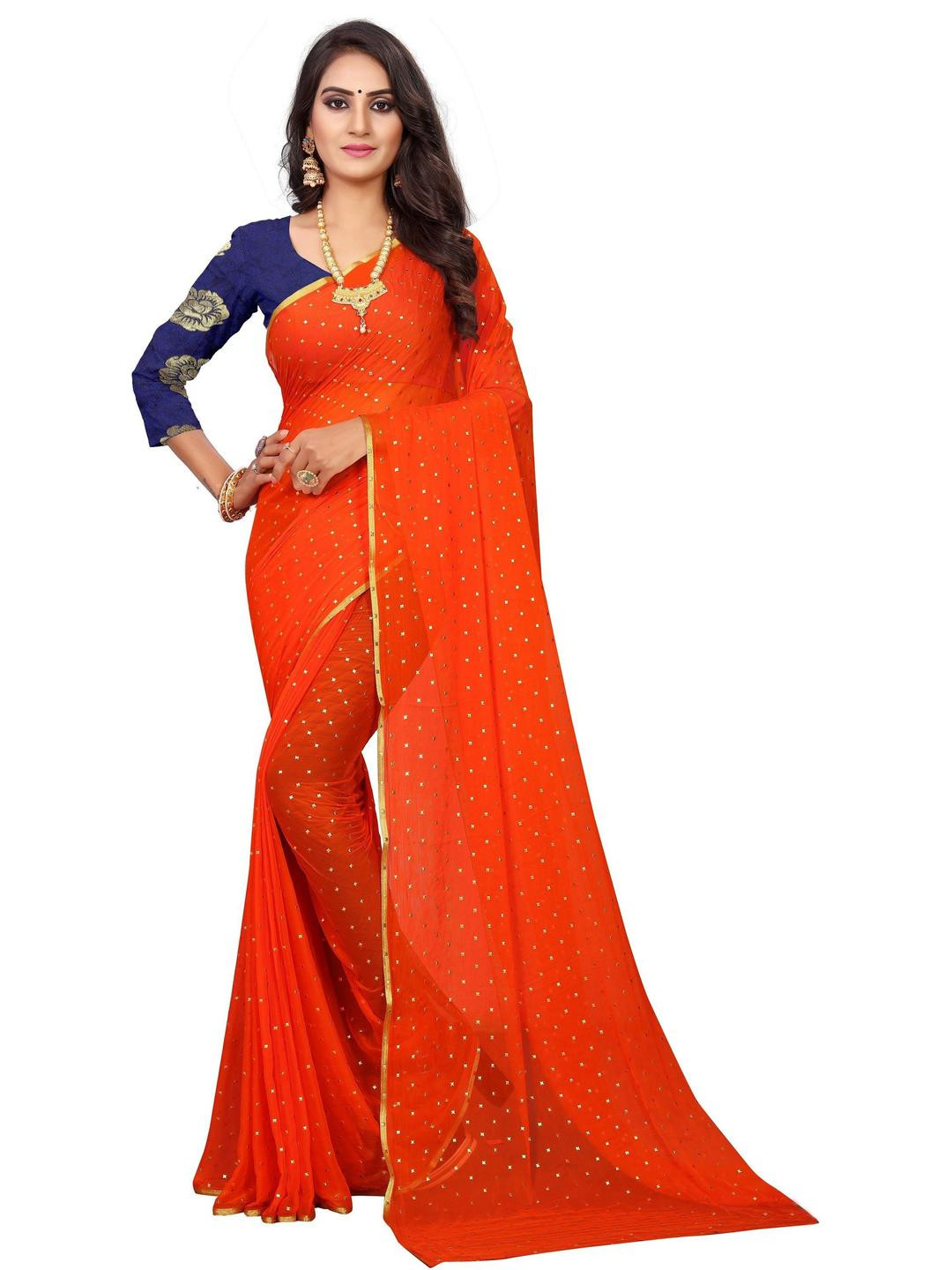 REDFISH Embellished Zari Border Saree