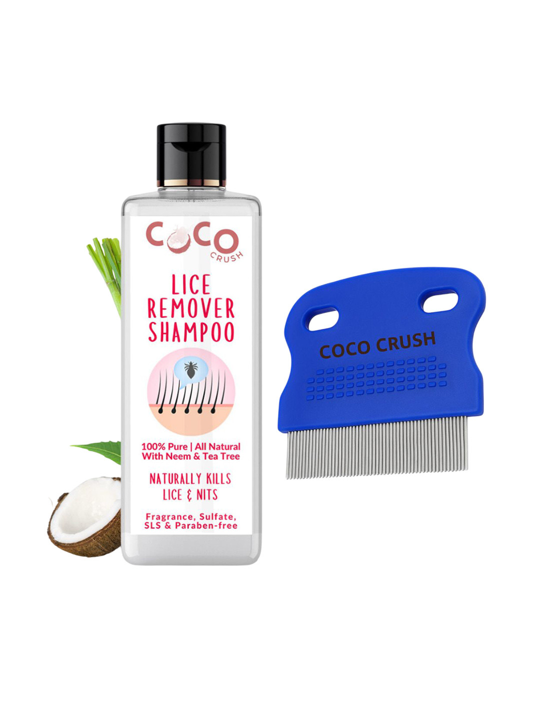 Coco Crush Set Of 2 Lice Treatment Shampoo- 50 ml With Fine Comb