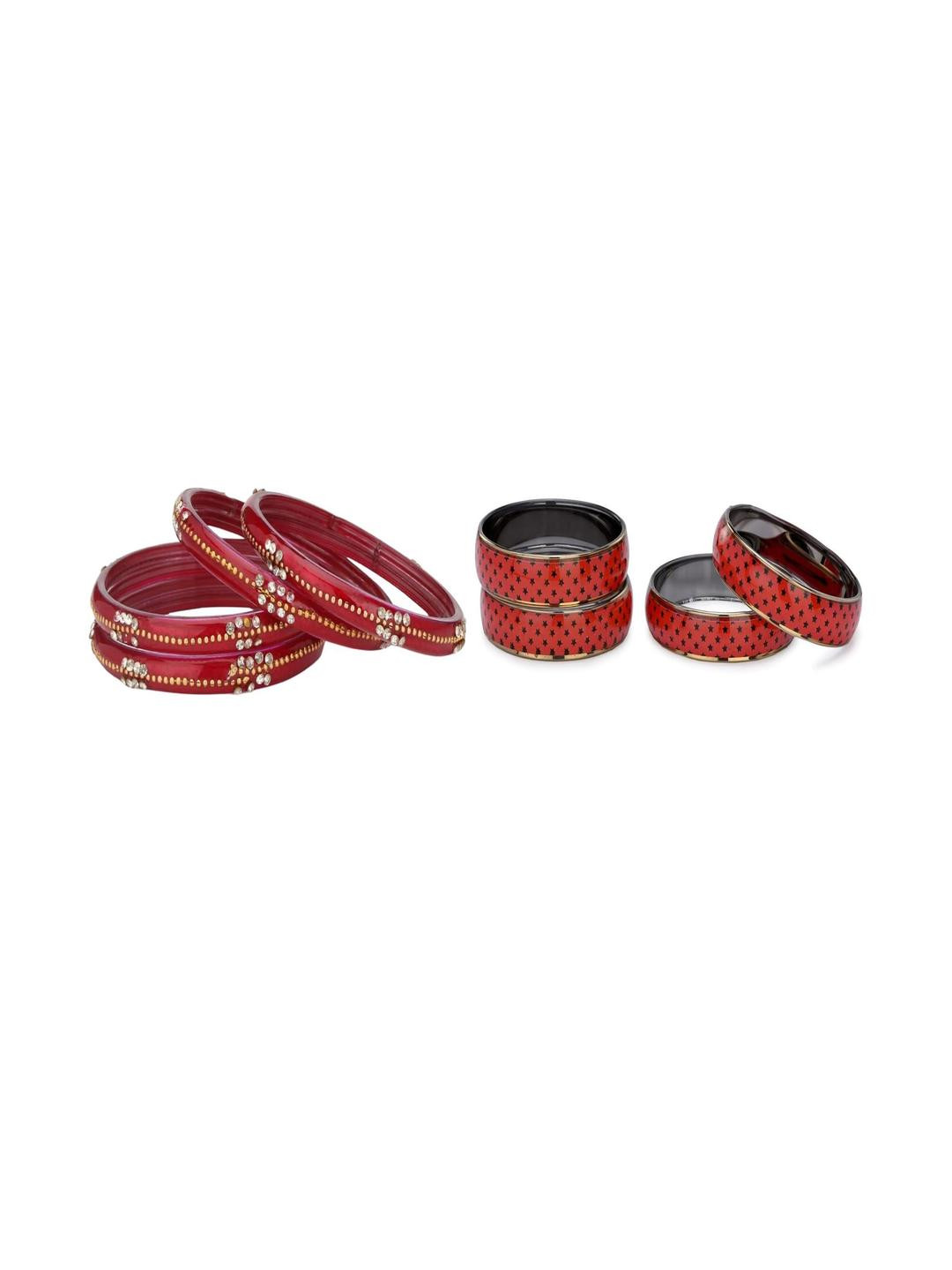 1ST TIME Women Pack Of 8 Artificial Stones & Beads Hand Decorated Bangles