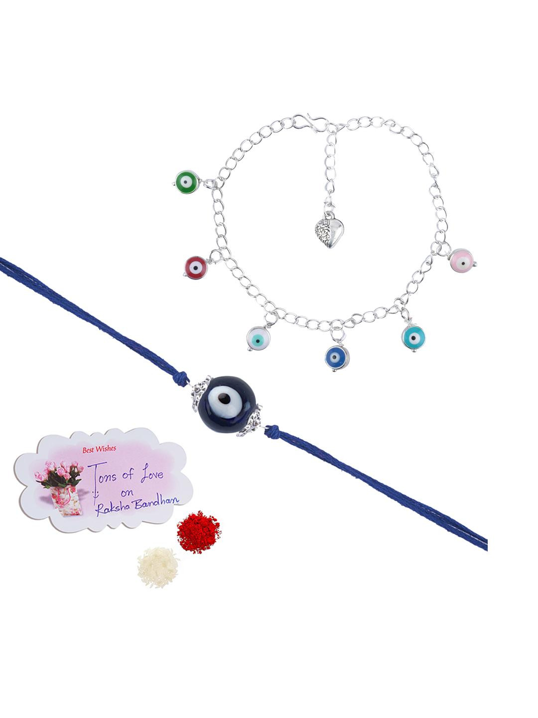 JFL - JEWELLERY FOR LESS Unisex Pack of 2 Brass Silver-Plated Bracelet