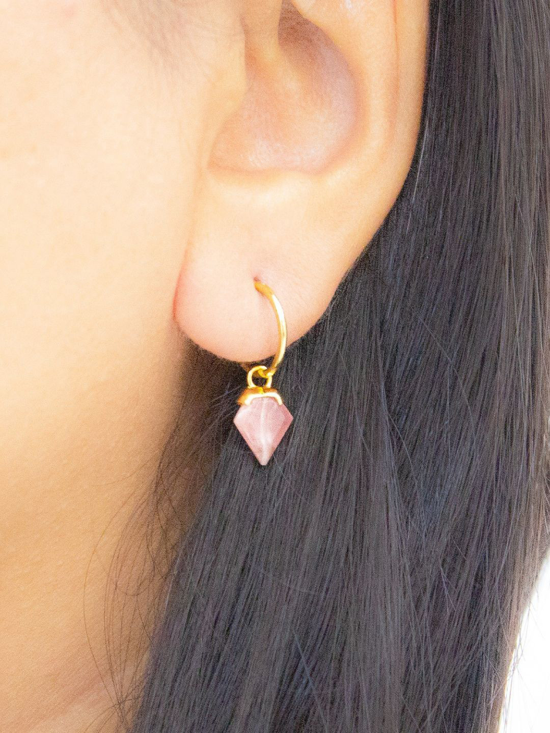 Ontique 18k Gold Plated 925 Sterling Silver Diamond Shaped Hoop Earrings