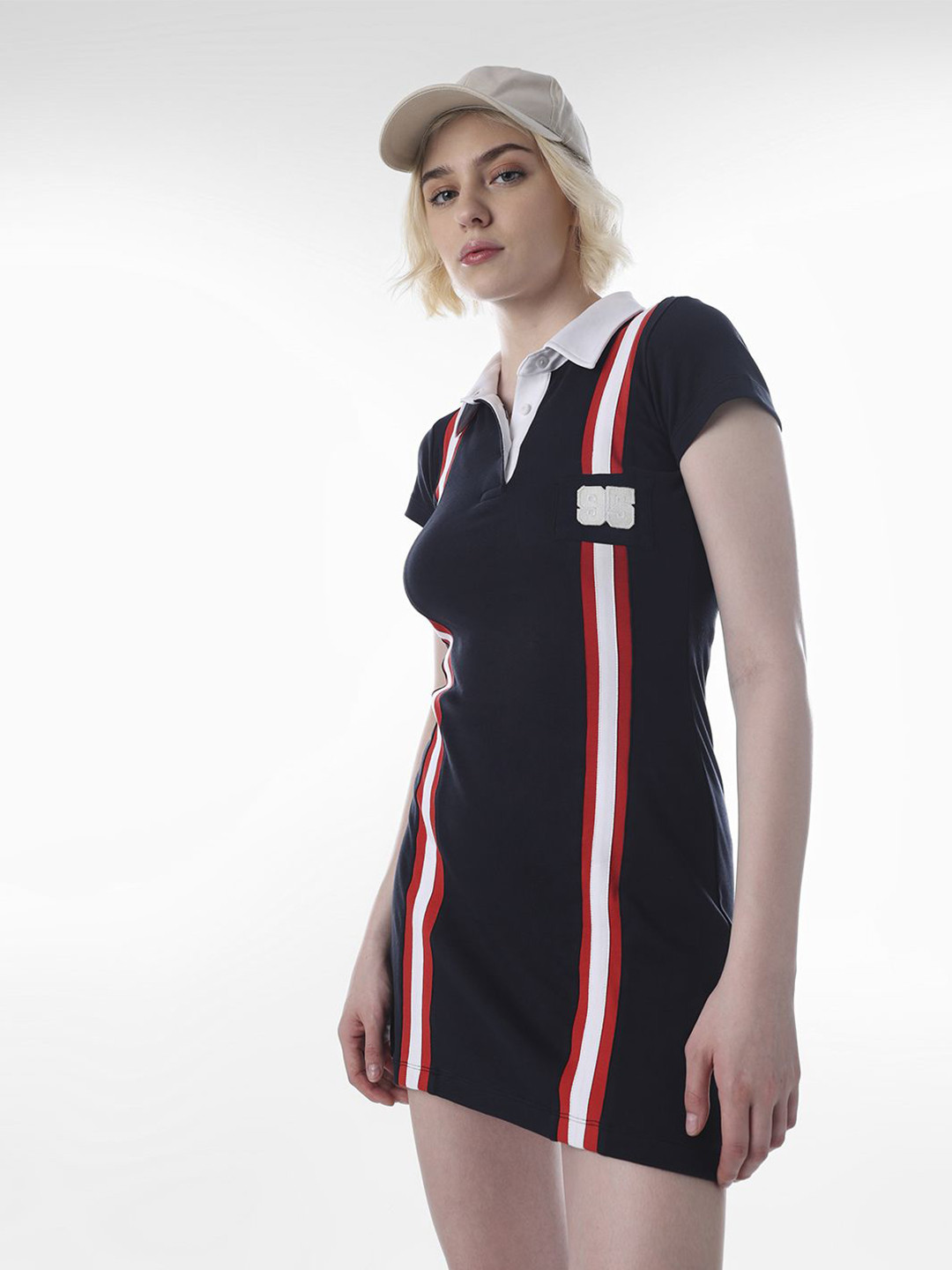 ONLY Applique Shirt Collar T-shirt Mini Dress