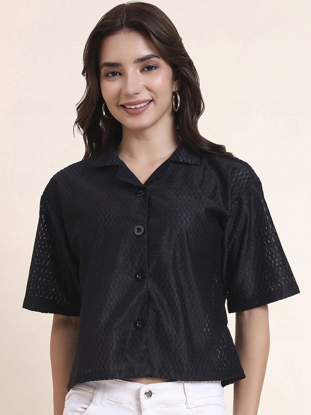 DressBerry Ocean7 Women Classic Semi Sheer Casual Shirt