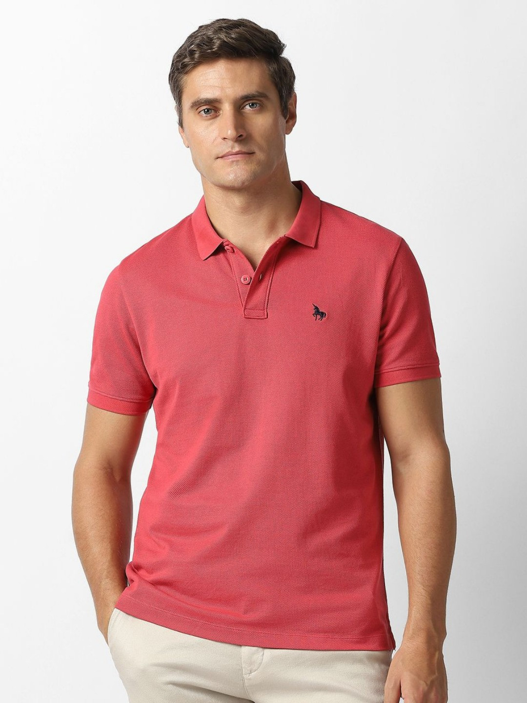 Van Heusen Sport Men Solid Polo Collar Pure Cotton T-shirt