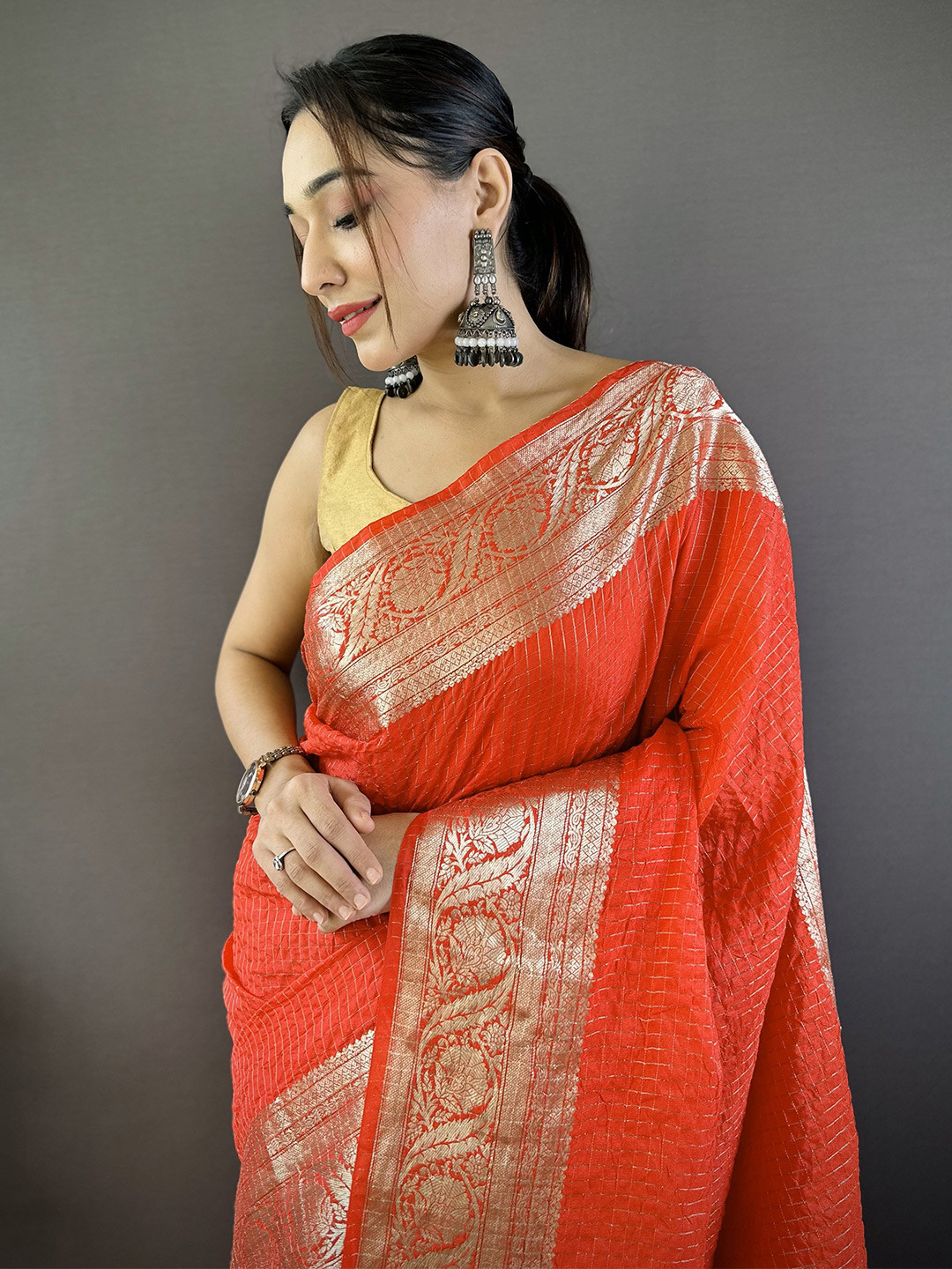 Durga Textile Woven Design Saree With Unstitched Blouse piece