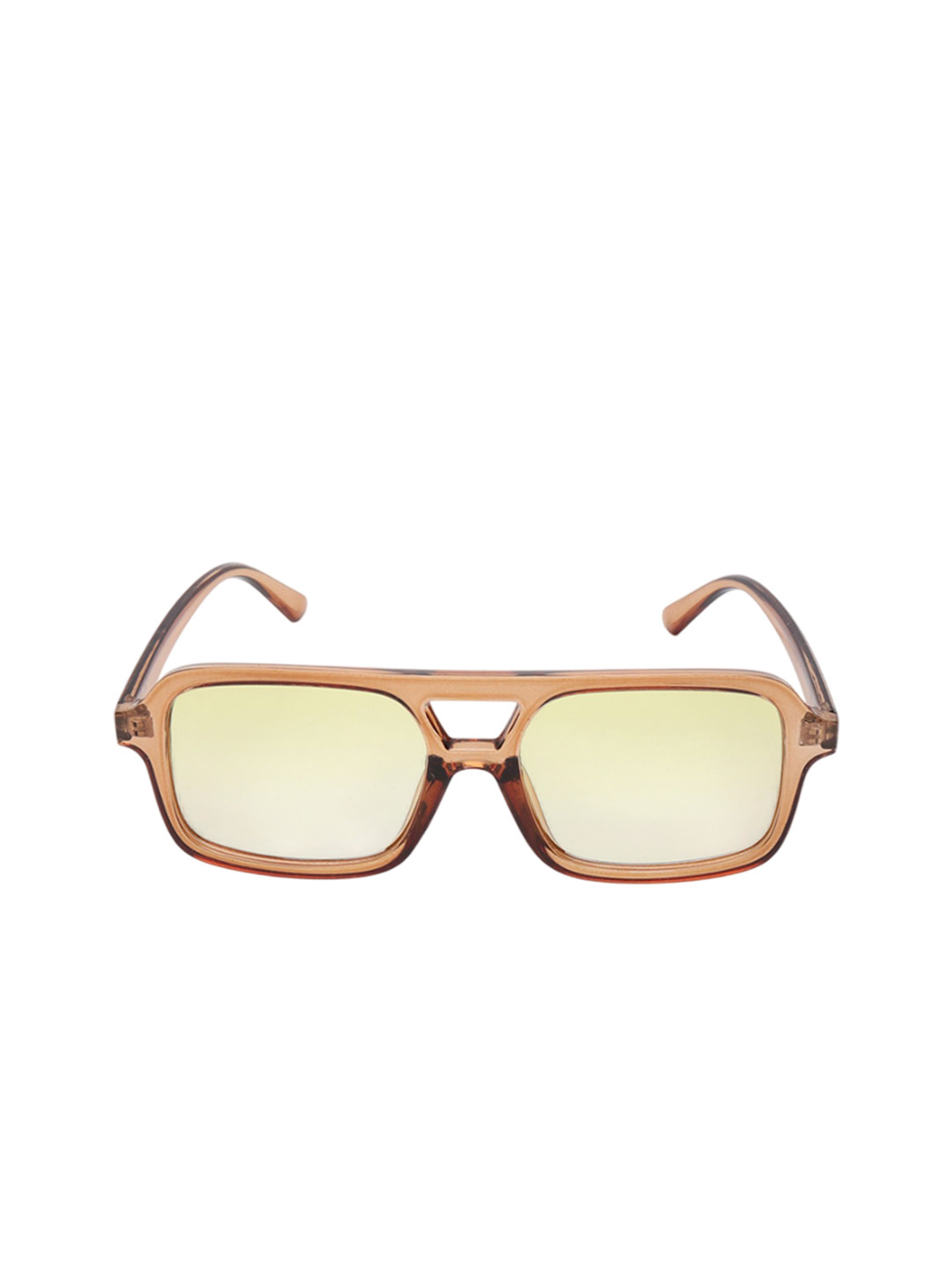 PELLE LUXUR Unisex Yellow Lens & Brown Aviator Sunglasses with UV Protected Lens PLSG8012
