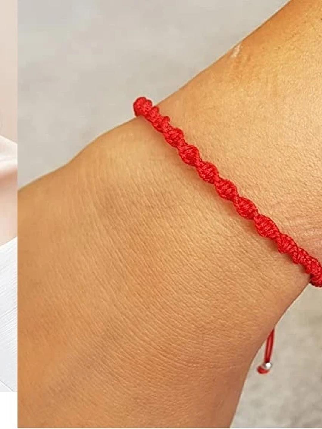 QNAM Red Fabric Zircon Bracelet
