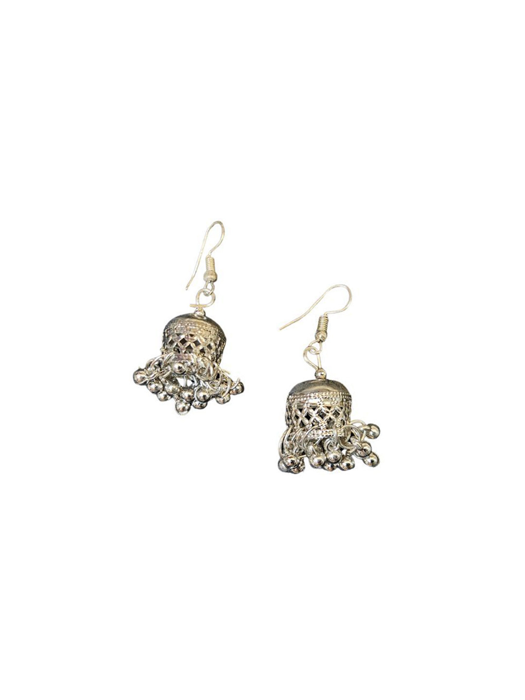 Kaku Fancy dresses Girls Silver Dome Shaped Jhumkas