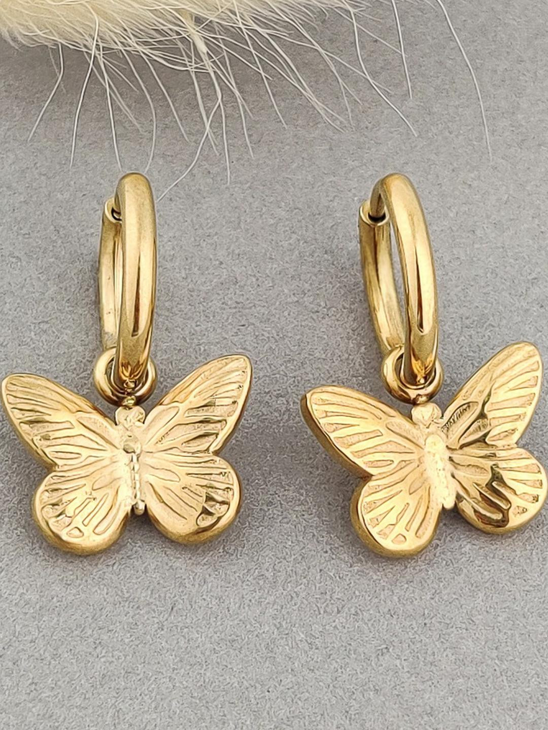 LOLO LePA 18k Gold Plated Stainless Steel Natalie Butterfly Hoops