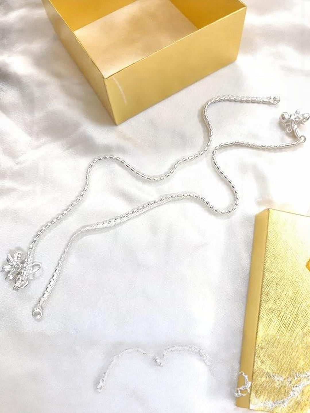 Lovemi Movements Women 2 Pcs Silver-Plated Stainless Steel Anklets