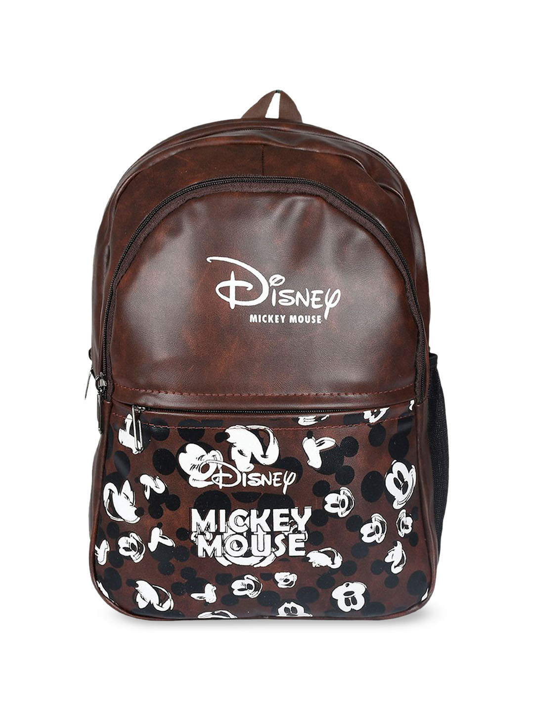 YK Kids Printed Leather 3-Compartments School Backpack