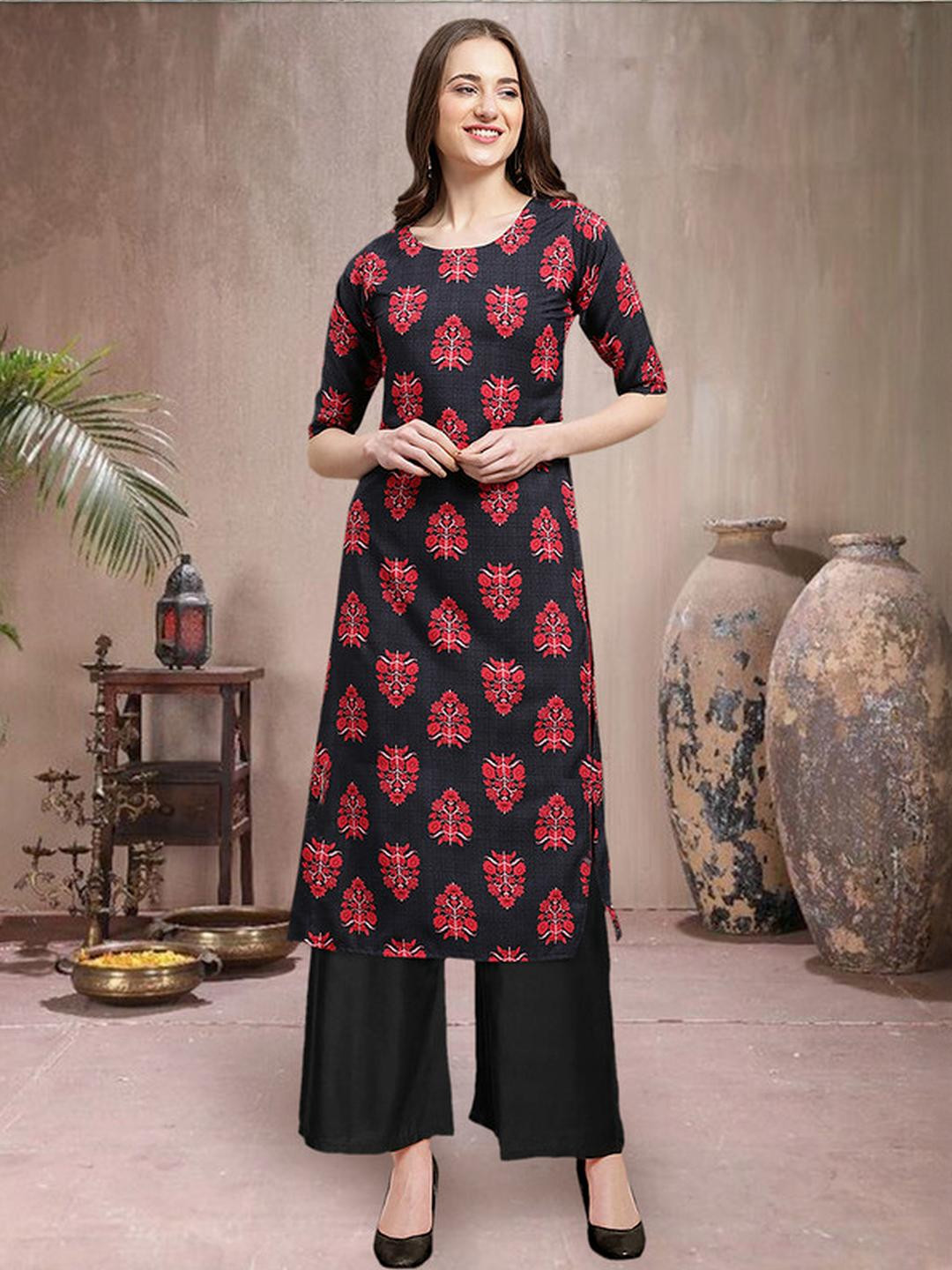 Ethnic basket Women Multicoloured Poly Crepe Kurta Sets