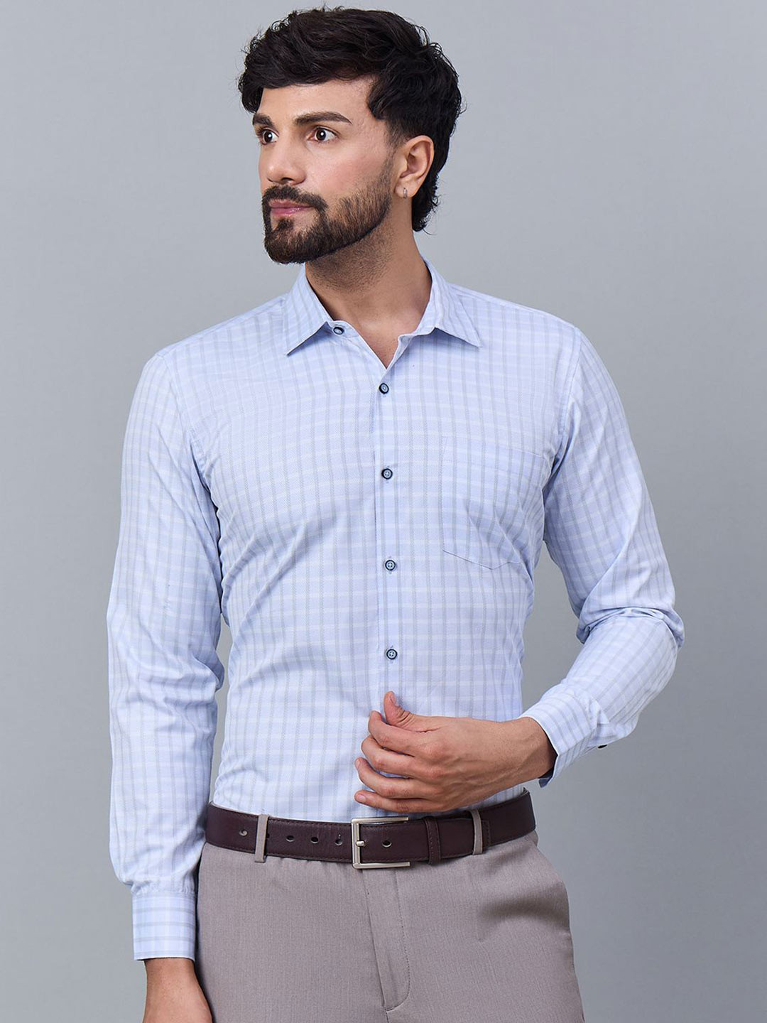 Putra Standard  Checked Formal Cotton Shirt