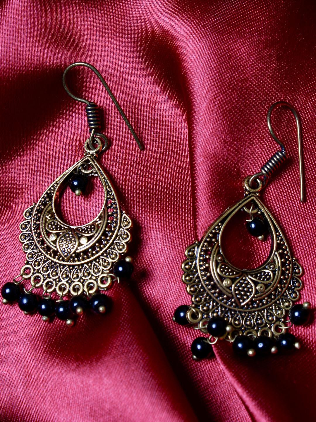 FASHION EMPIRE Gold-Plated Floral German Silver Chandbalis