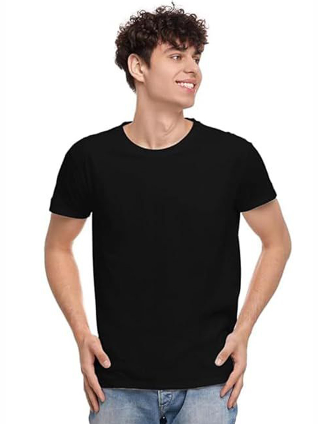 TESON Men Solid Round Neck Cotton Slim Fit T-shirt
