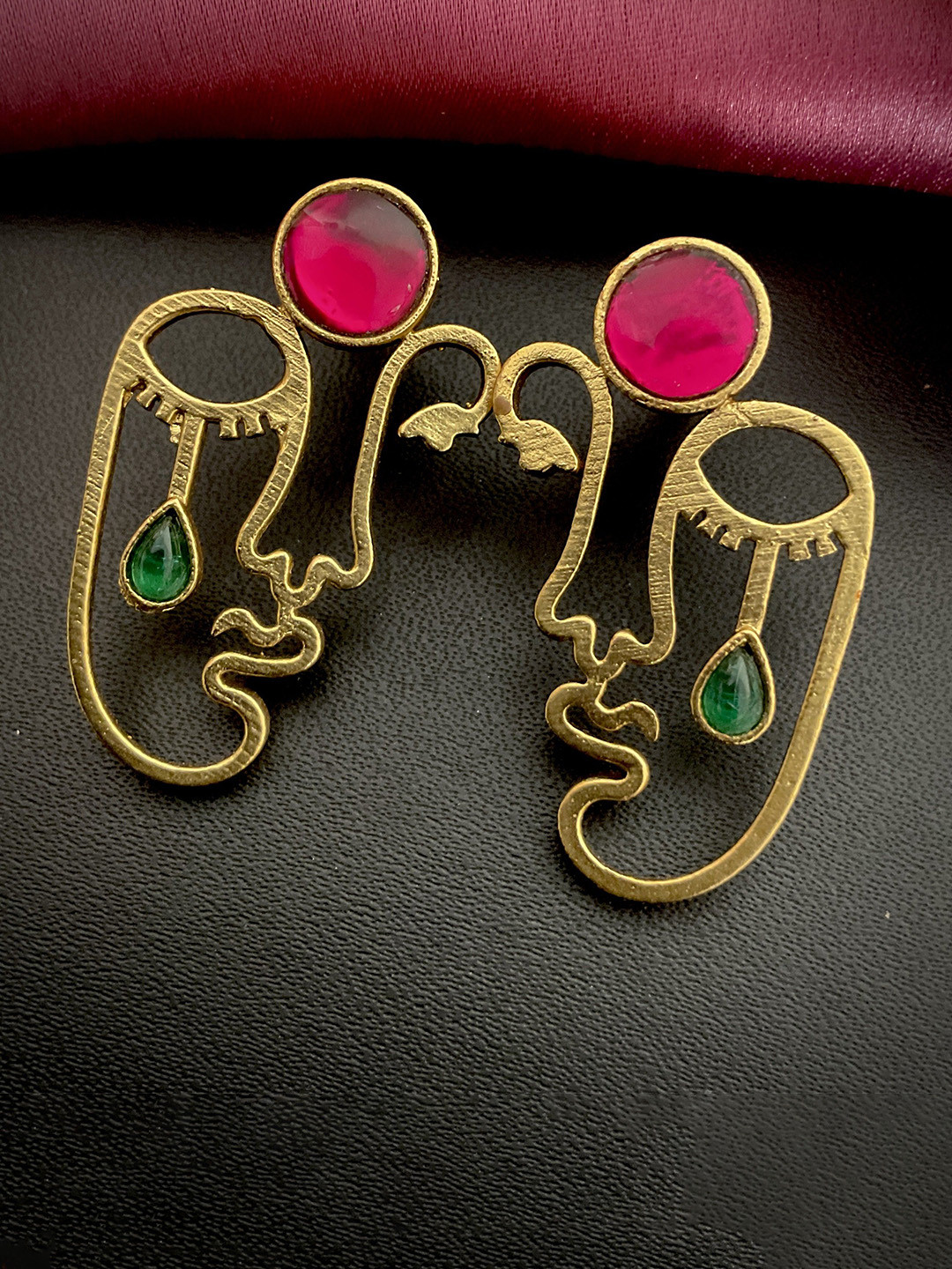 MOHATI Gold-Plated Monalisa Studded Artistic Face Studs