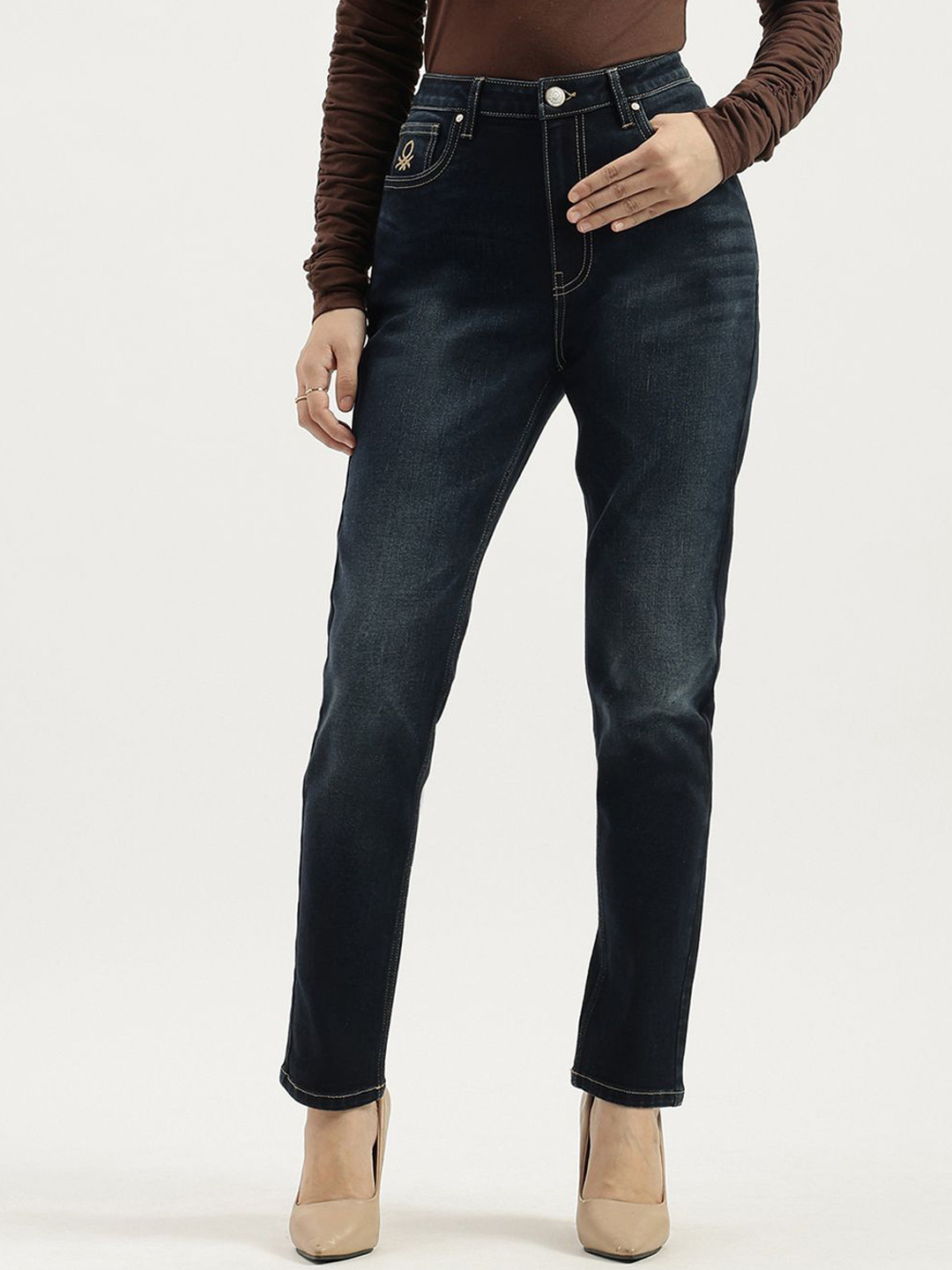 United Colors of Benetton Women Skinny Fit High-Rise Denim Jeans