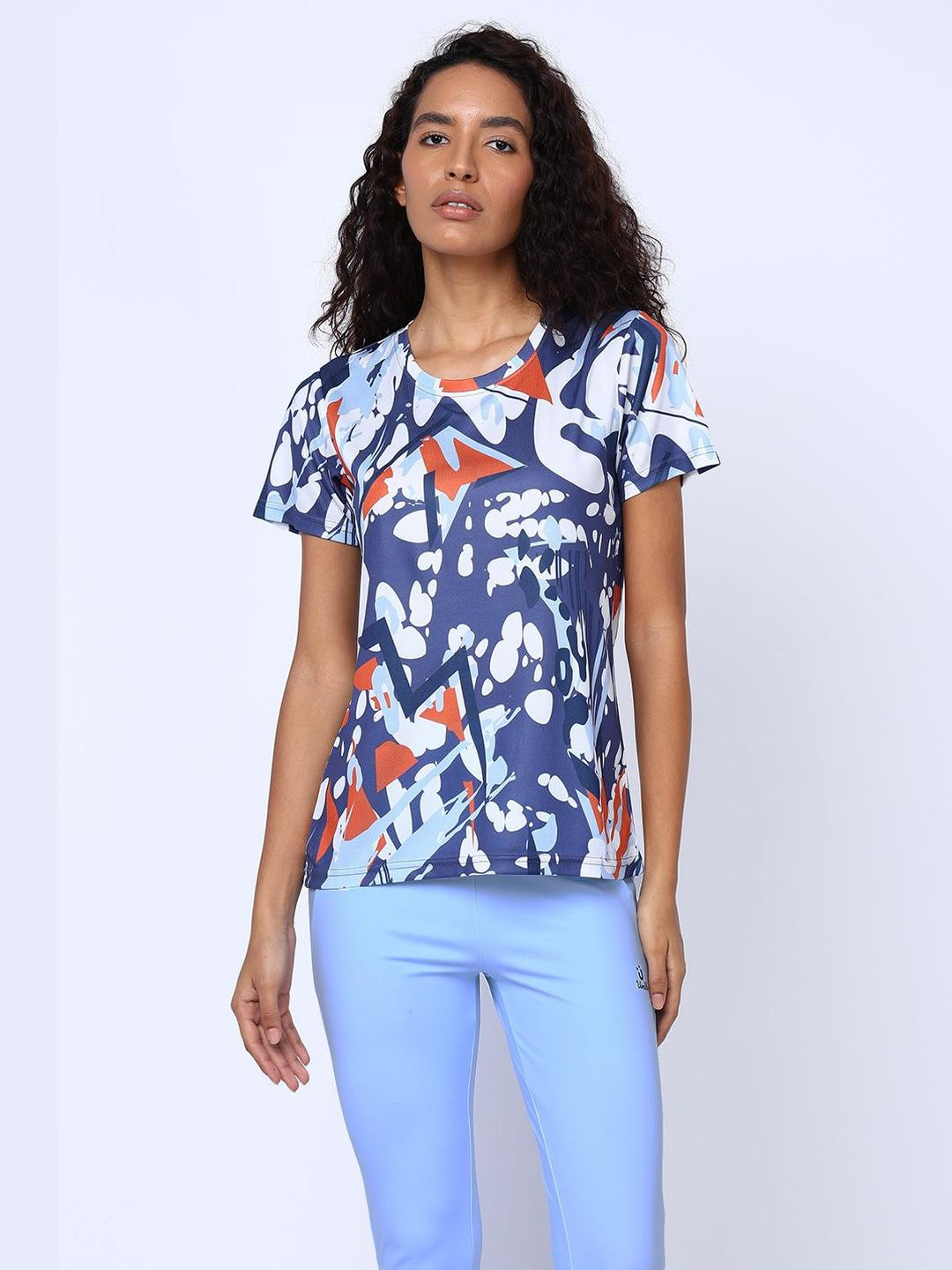 UMILDO Abstract Printed Short Sleeves Round Neck Dri-FIT T-shirt