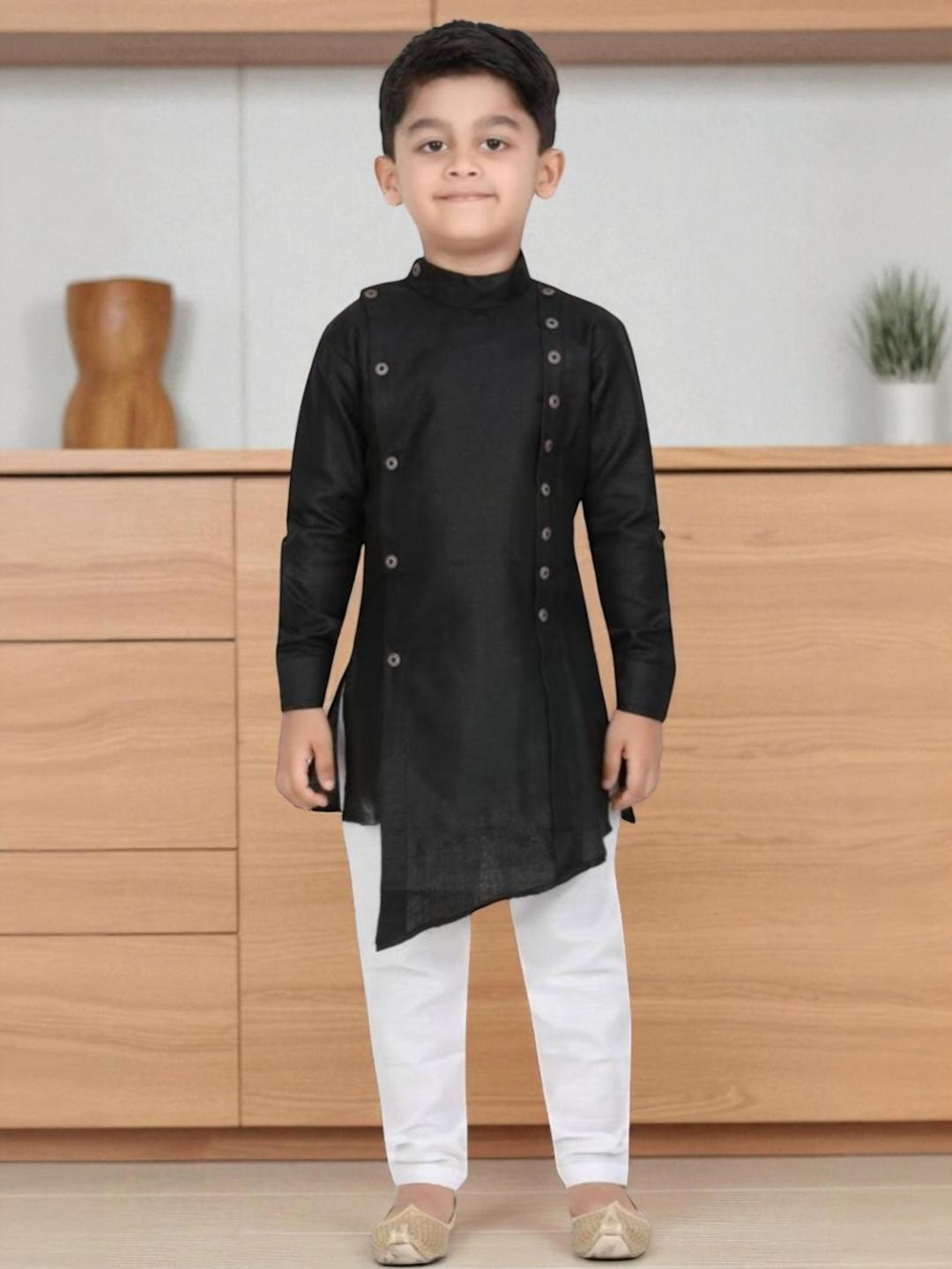 Pohar Creation Boys Black Pure Cotton Kurta Sets