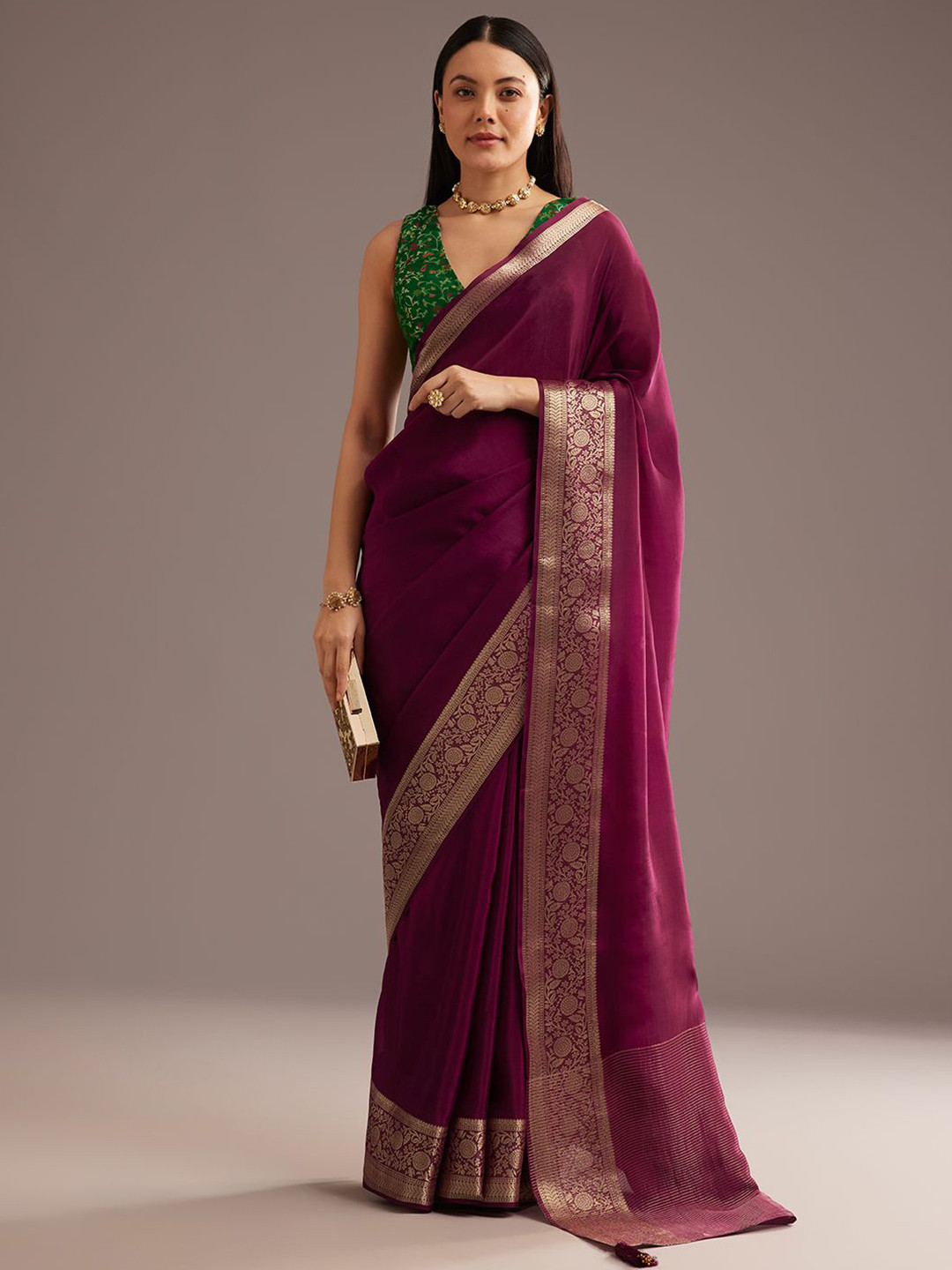 KALKI Fashion Woven Design Border Saree