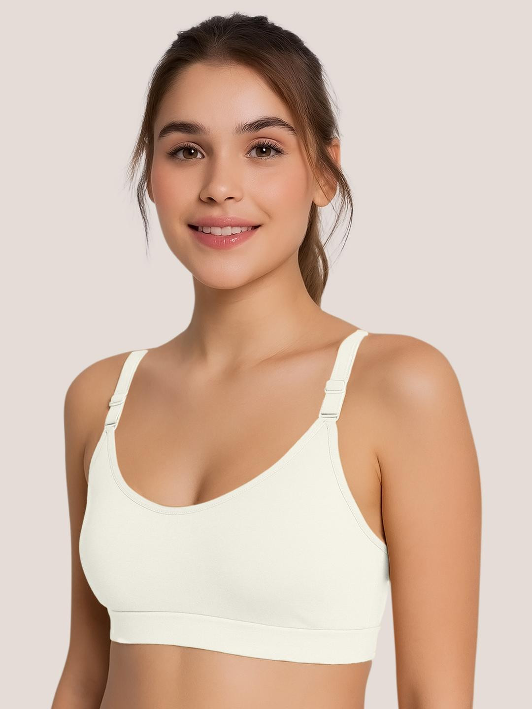 POOJA RAGENEE Women Set Of 2 White And Skin Solid Full Coverage Bra