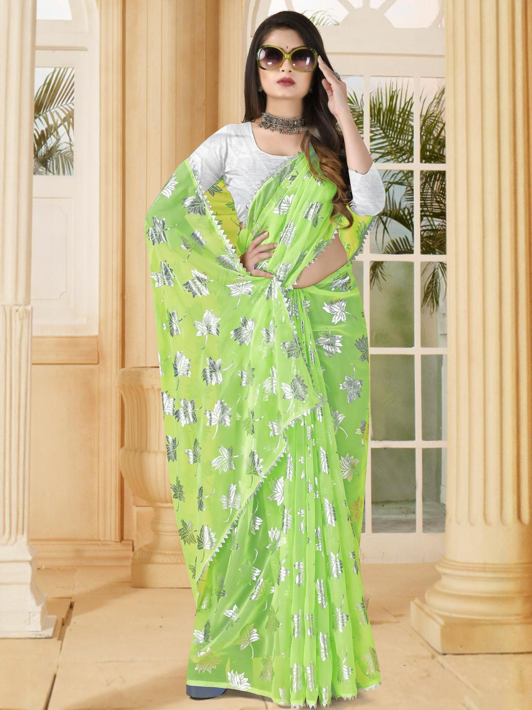 REDFISH Floral Woven Design Sarees
