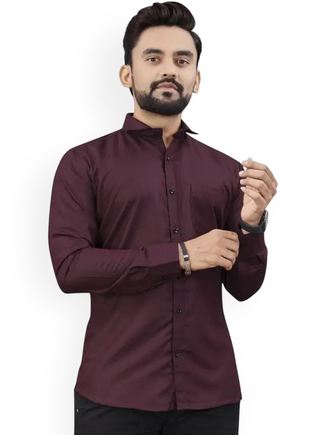 RKCOLLECTION Slim Fit Spread Collar Cotton Casual Shirt