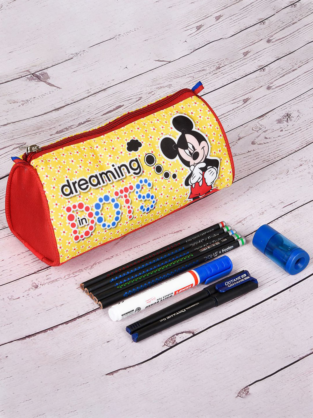 YK Kids Set Of 2 Disney Mickey Dots Printed Pencil Pouch