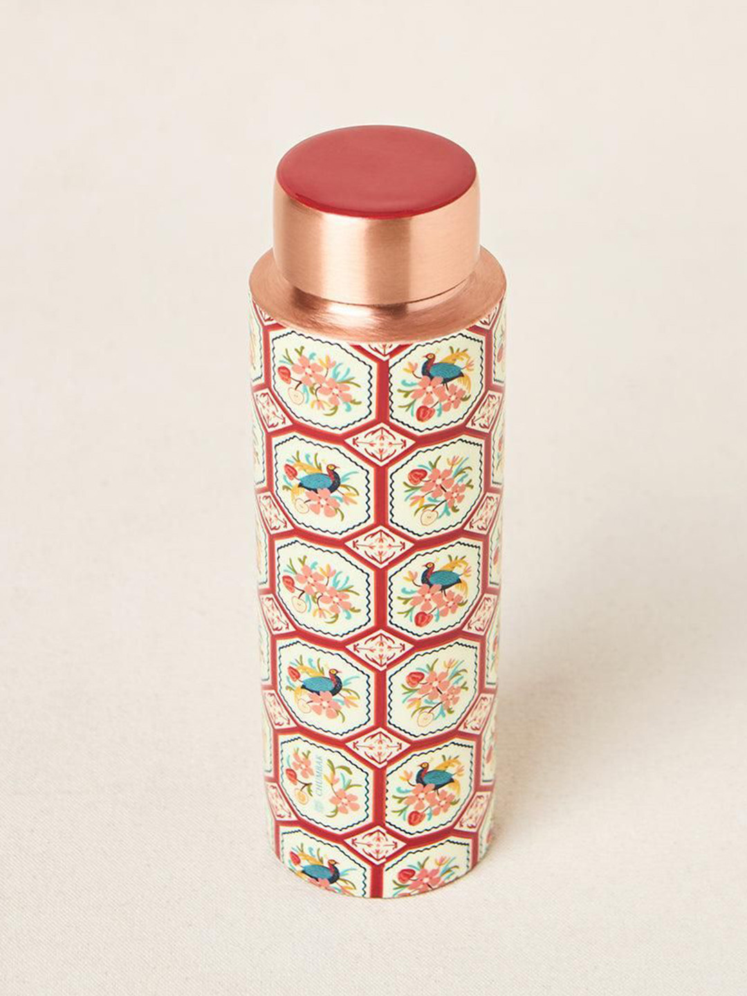Chumbak Kashmir Trails Copper-Toned & White Printed Copper Water Bottle 500ml