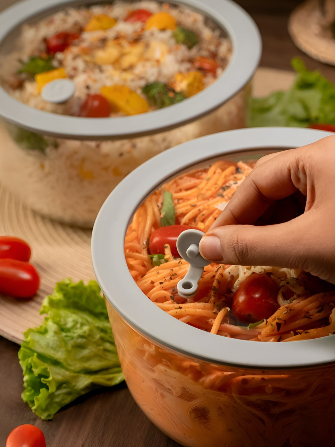 Glasafe Borosilicate Grey Glass Bowl With Lid For Serving & Mixing 1600 ml