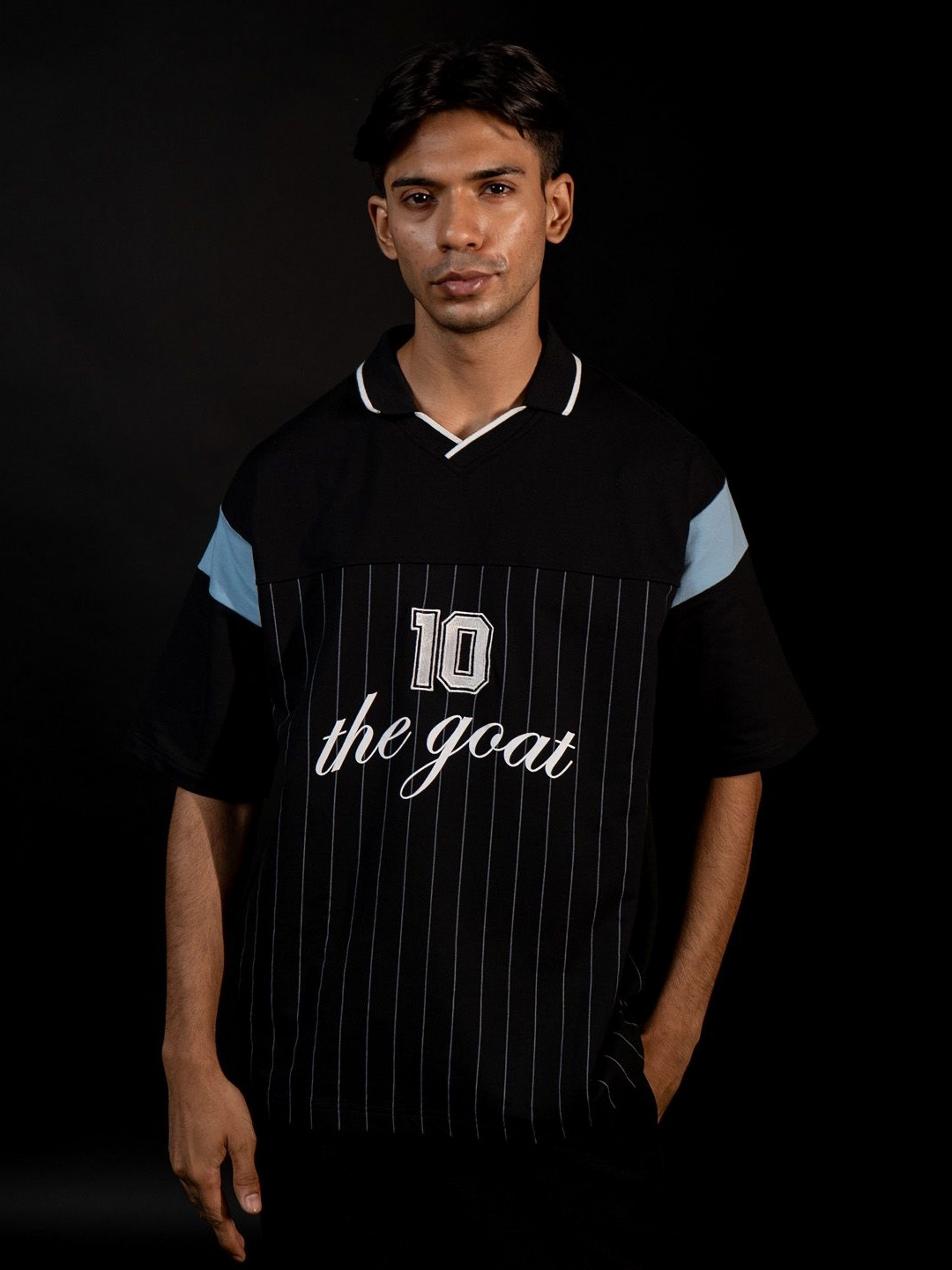 Shop Football La Albiceleste 10 Typography Printed Polo Collar Oversized T-shirt