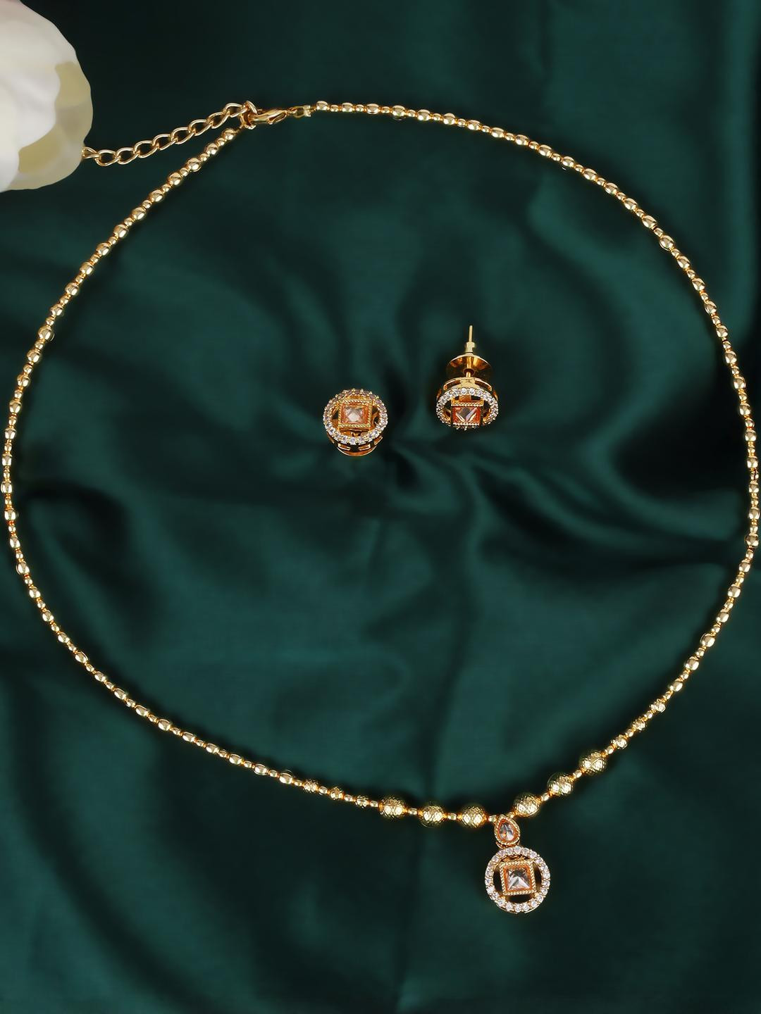 SALONI FASHION JEWELLERY Women Round Shape Golden Beads Gold Plated Choker Necklace