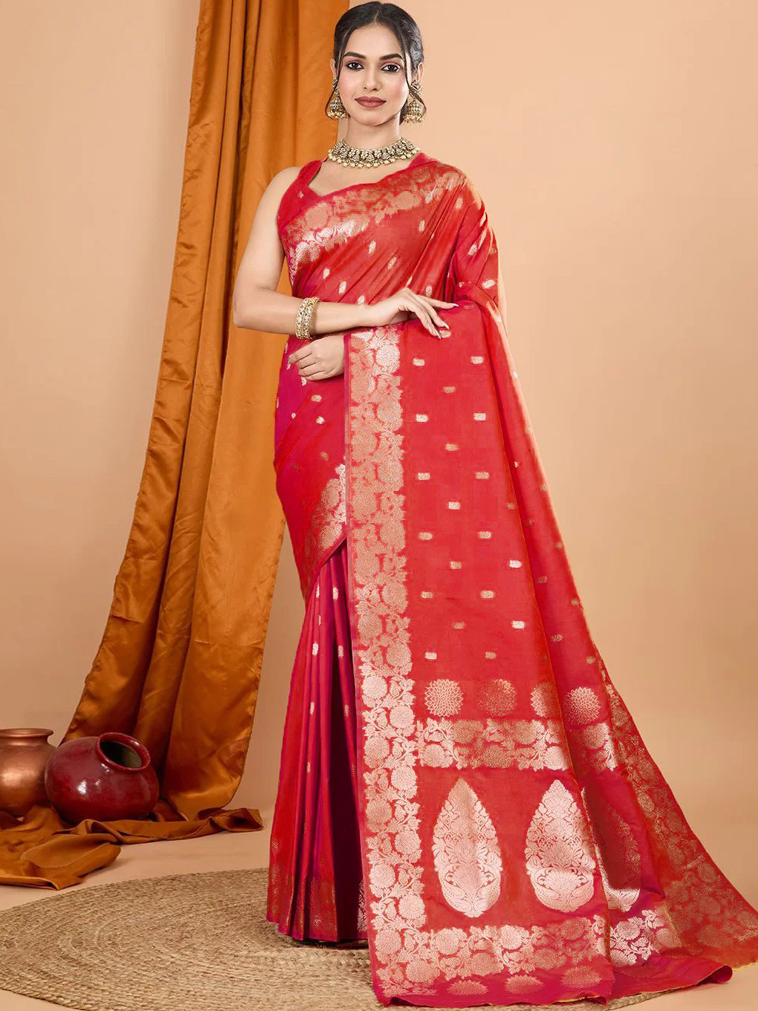 NS WORLD Women Woven Design Saree With Blouse Piece