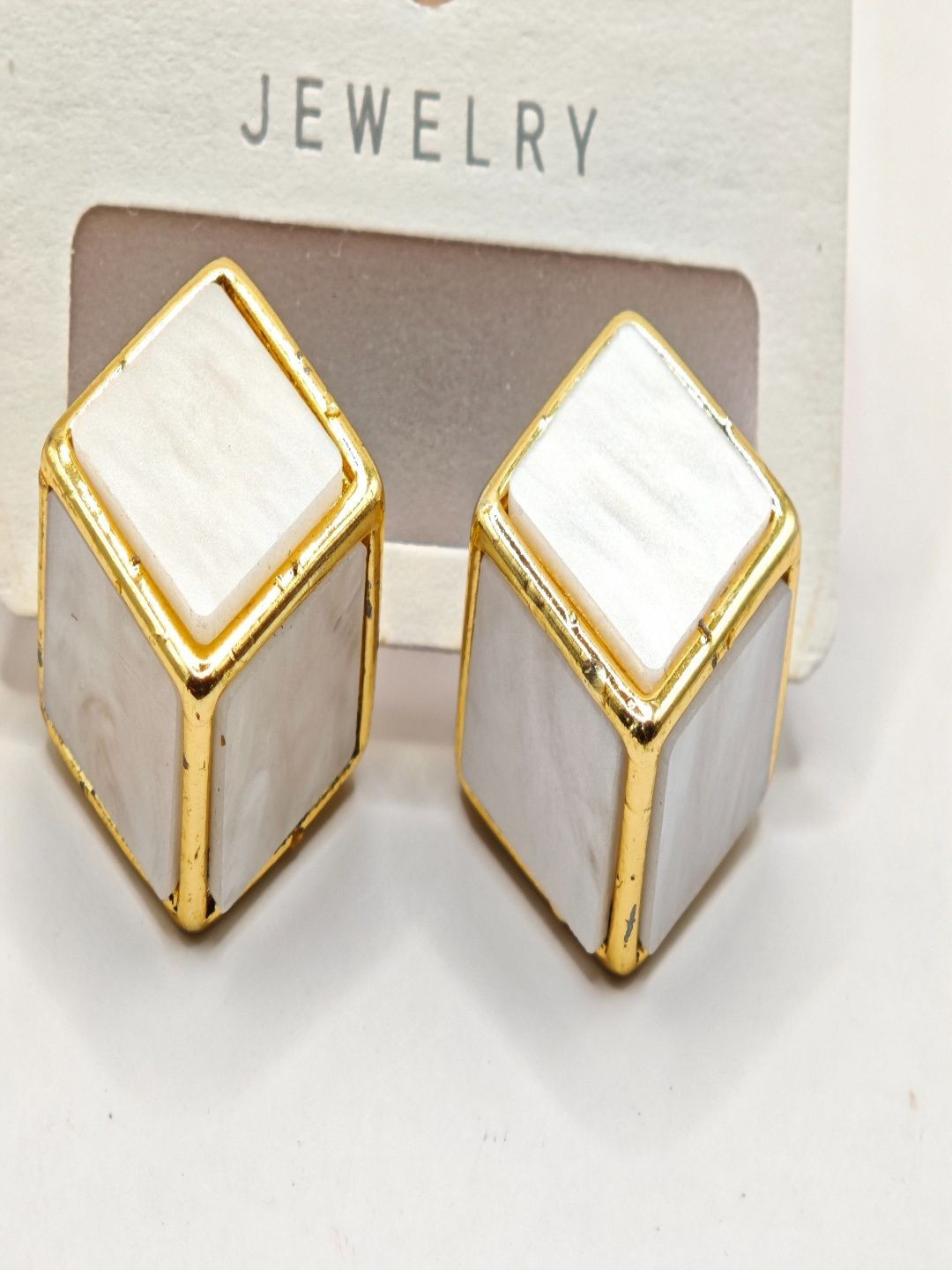 SAPRAA TRENDS Gold-Plated Anti Tarnish Diamond Shaped Studs