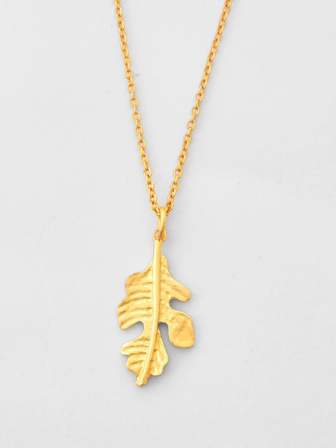 925 Sterling Silver Gold-Plated Leaf Shaped Pendant With Chain