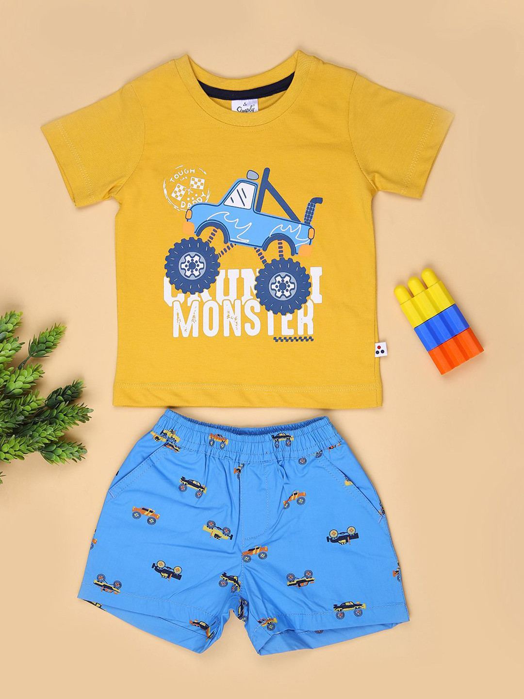 V-Mart Infant Girls Printed Round Neck Short Sleeves T-shirt And Short