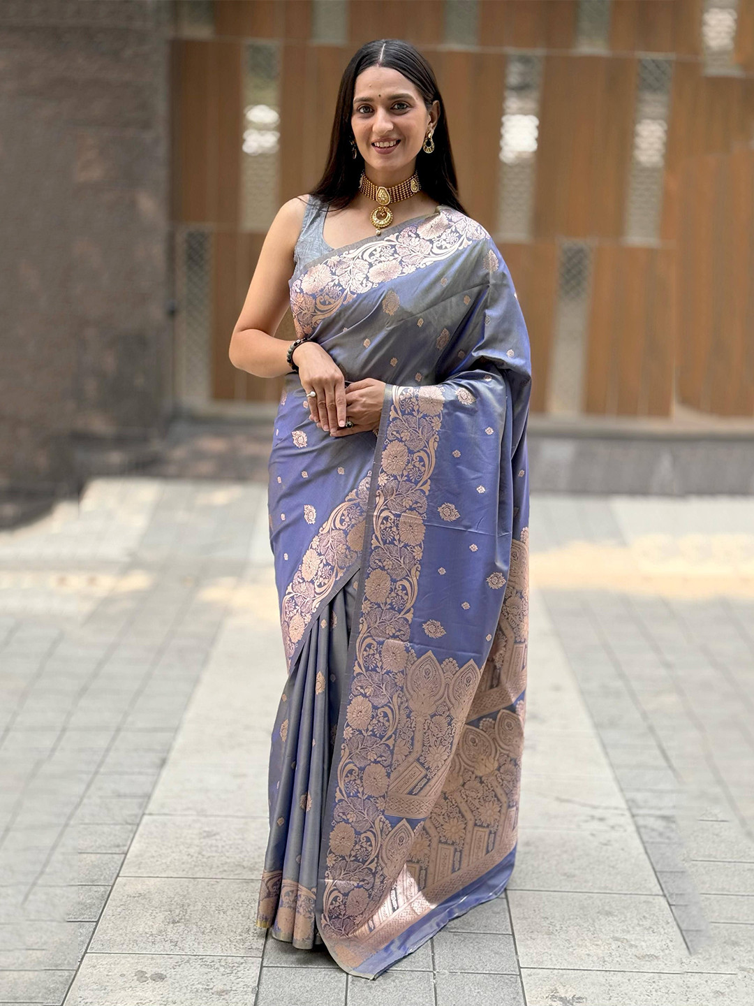 Durga Textile Ethnic Motif Woven Design Zari Banarasi Saree