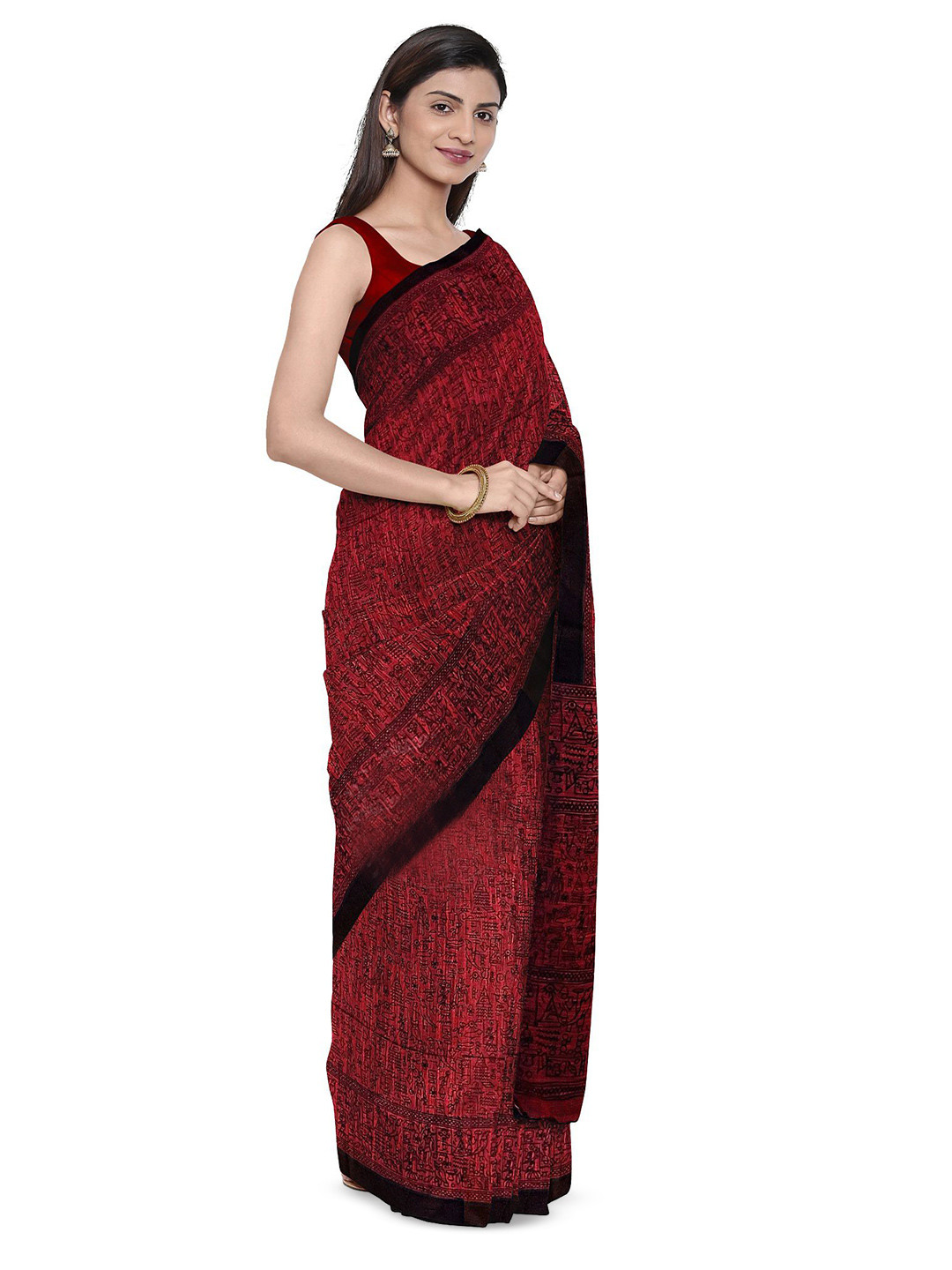 TITHI SAREES Warli Printed Saree with Blouse Piece