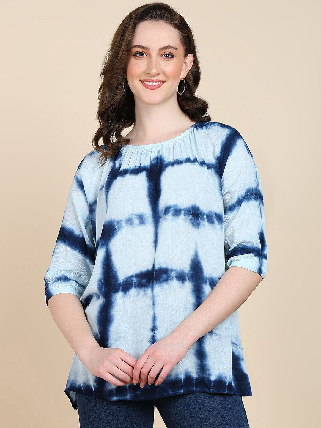 PinkTribe Women Tie and Dye Dyed Round Neck Top