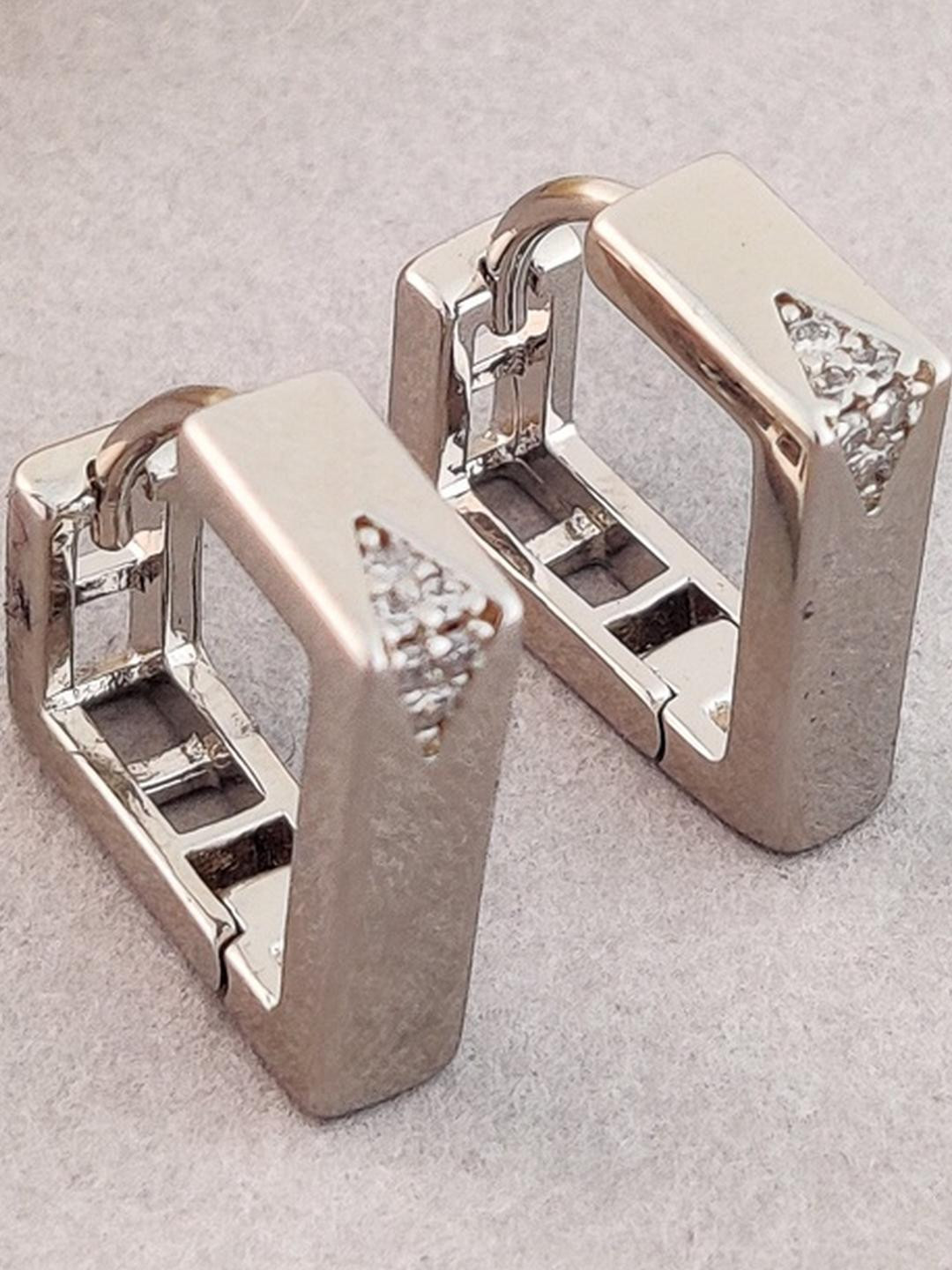 LOLO LePA Women Silver Square Studs Earrings