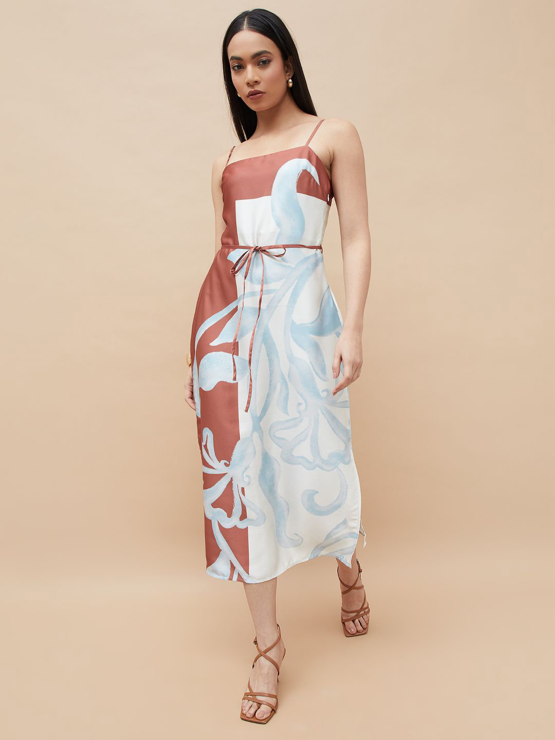 CODE by Lifestyle Women Abstract Printed Square Neck A-Line Midi Dress