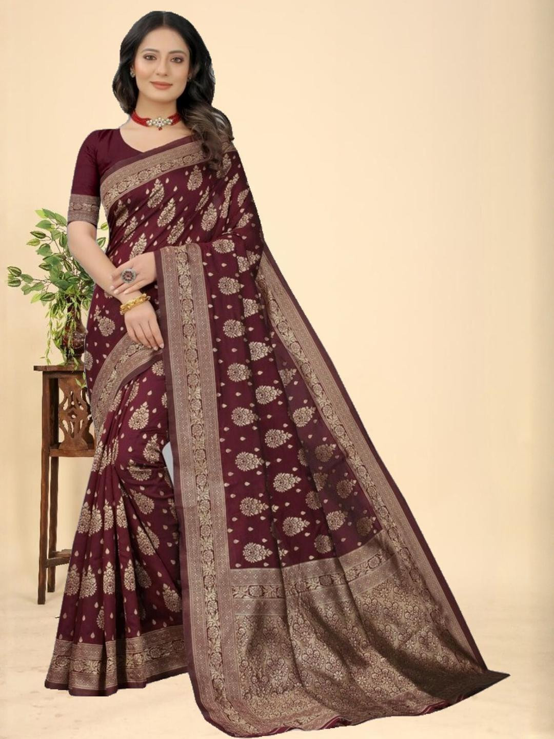 Kevami Fashion Women Ethnic Motifs Woven Design Kanjivaram Saree