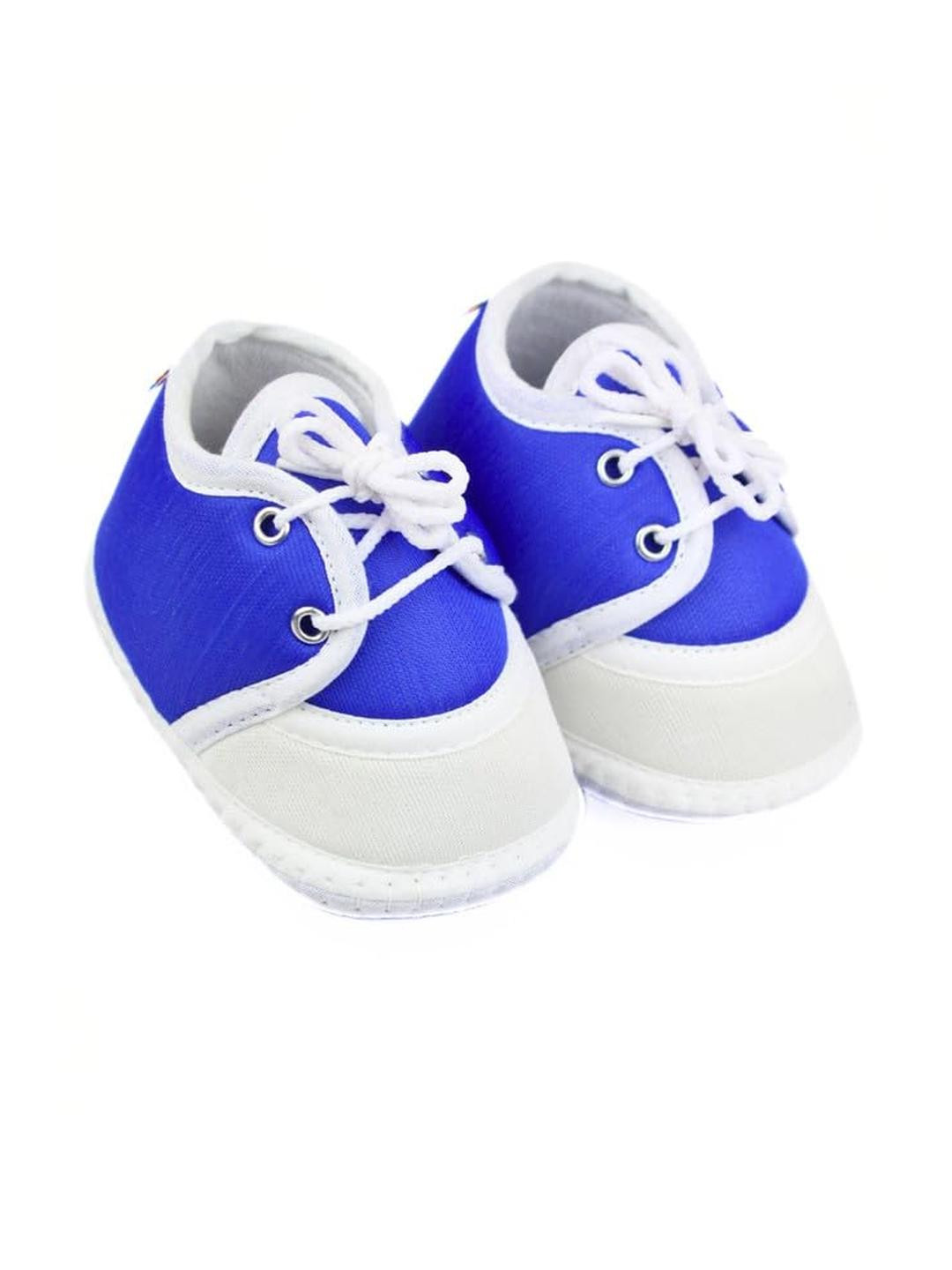 NESKA MODA Unisex Kids Blue Lace-Up Cotton Booties