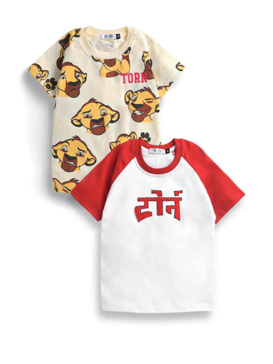 THE TORN Kids 2 Typography Printed Pure Cotton T-shirt