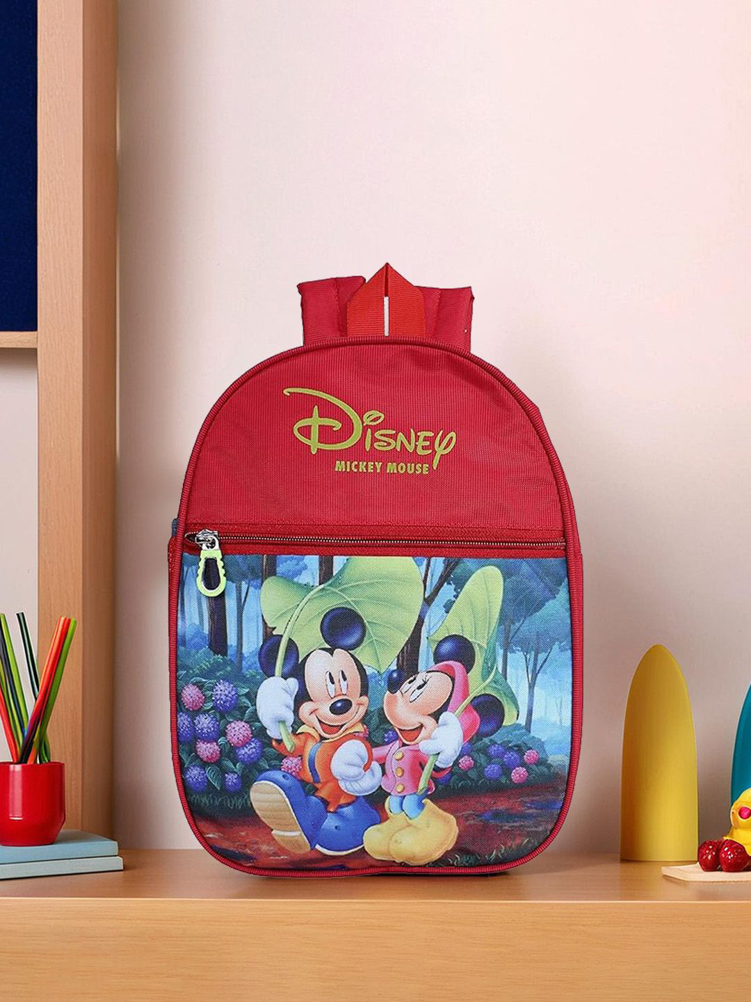 YK Kids Disney Mickey Printed 2-Compartments Small School Backpack