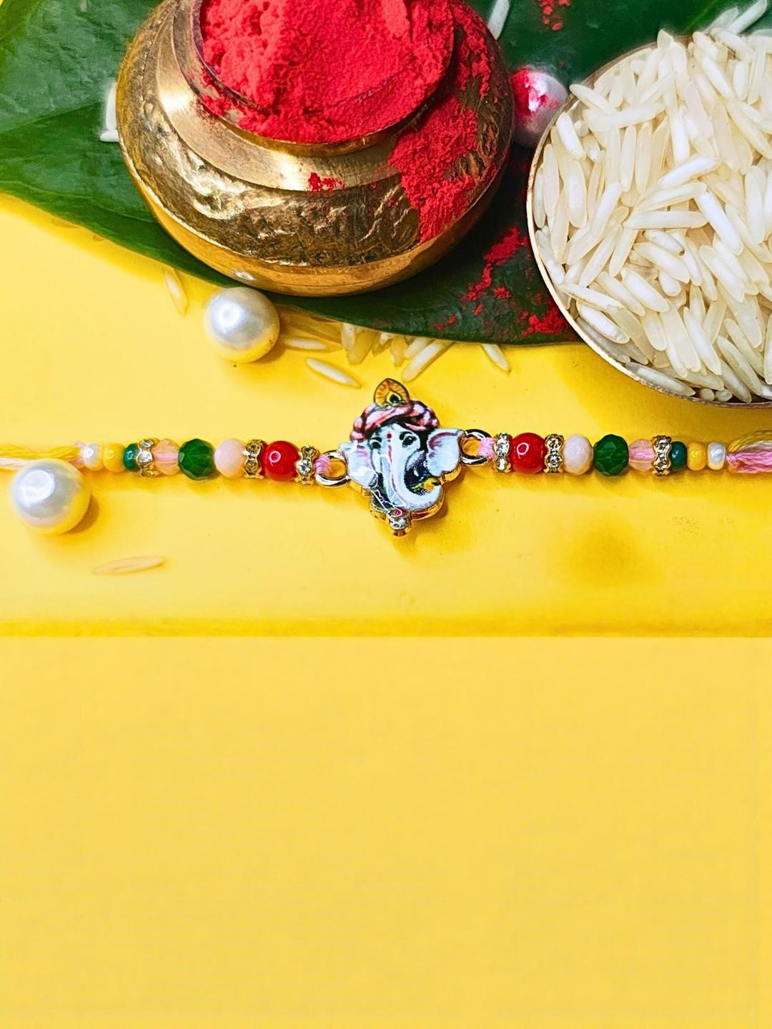 Anouk One Beaded Cotton Thread with AD Stones & Meenakari Designer Rakhi