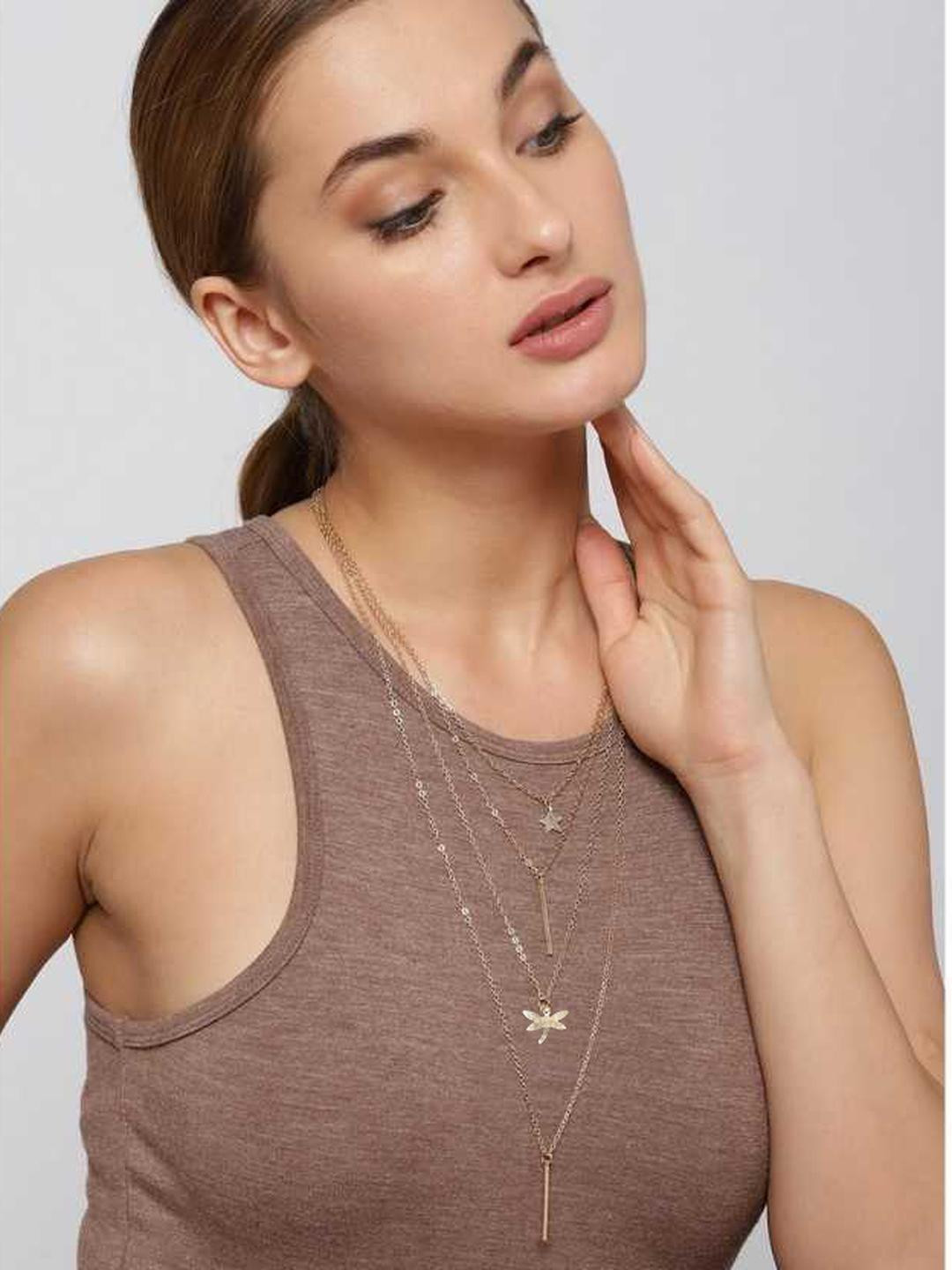 Grace Collections Gold-Plated Layered Chain Necklace