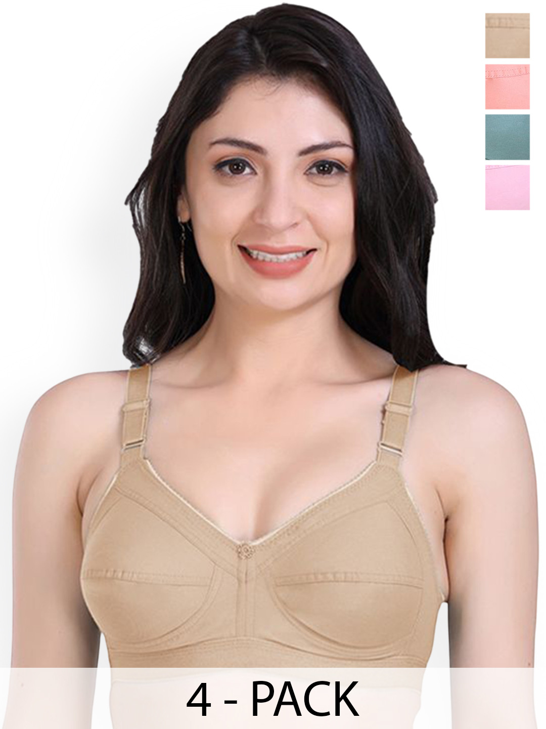 SHYAM SONS FLAIR Set of 4 Wireless Non Padded Full Coverage Bra