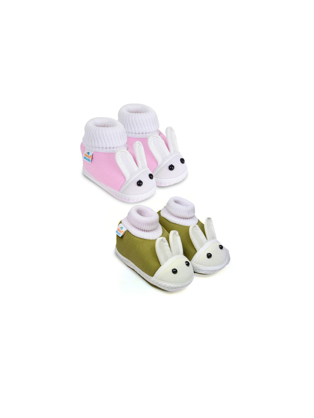 NESKA MODA Kids-Unisex Set of 2 Pairs Cotton Booties