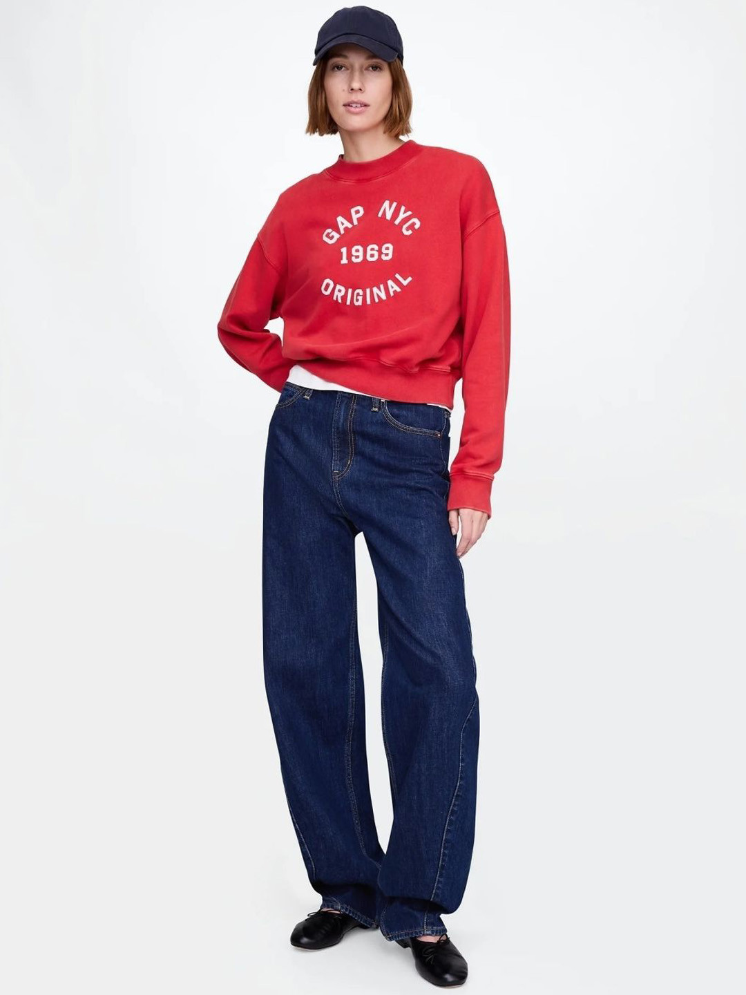 GAP Women Brand Logo Printed Crew Neck Sweatshirt